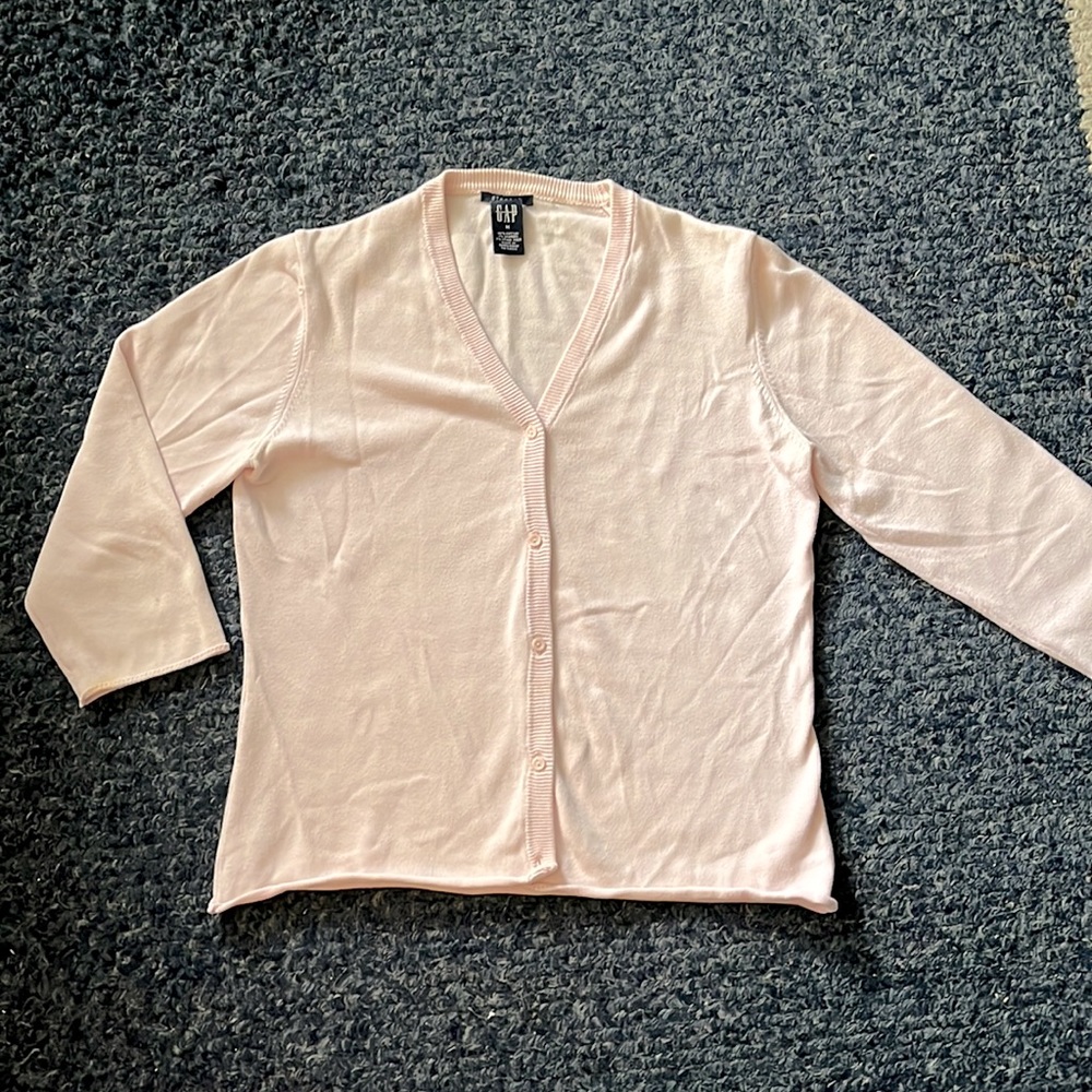 Gap cotton 3/4 sleeve v neck cardigan
